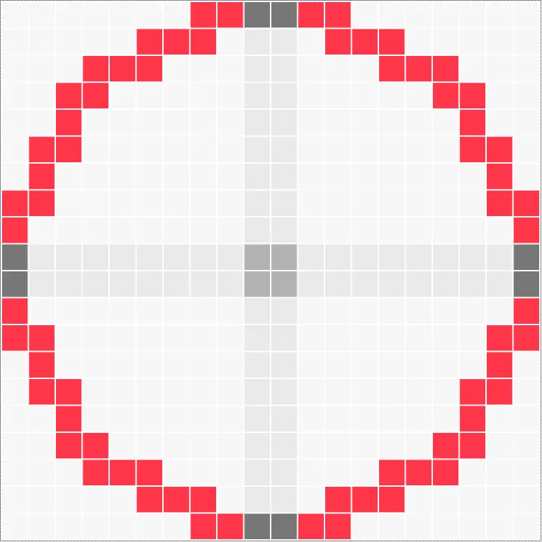 20x20 Circle Minecraft (10 radius circle)